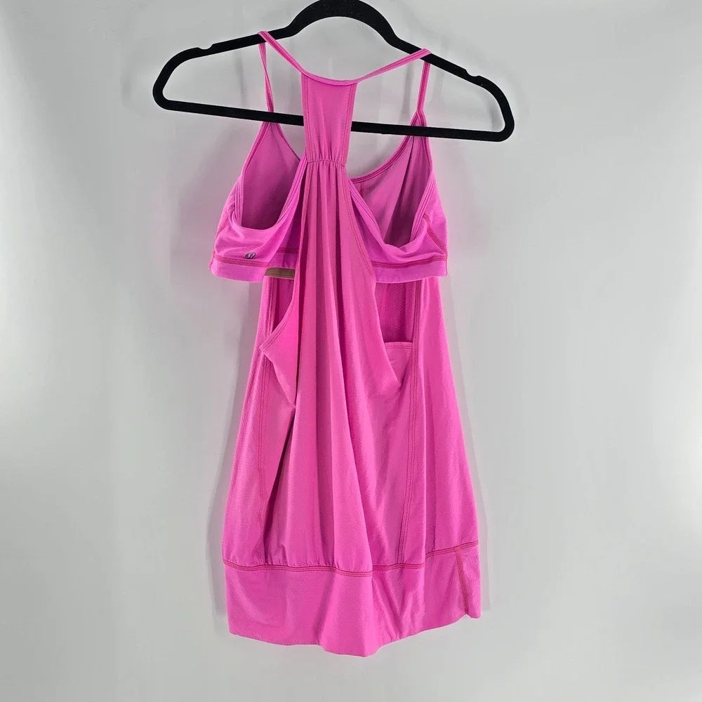 Lululemon No Limits Tank Zing Pink Ligh Mini Hyper Stripe Zing Pink Light Sz 10